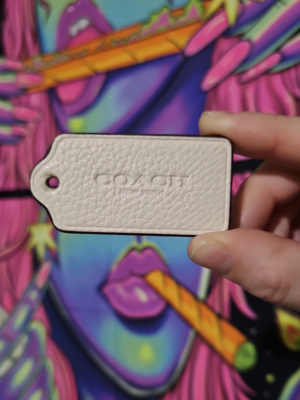 Coach Leather White Bag Tag
